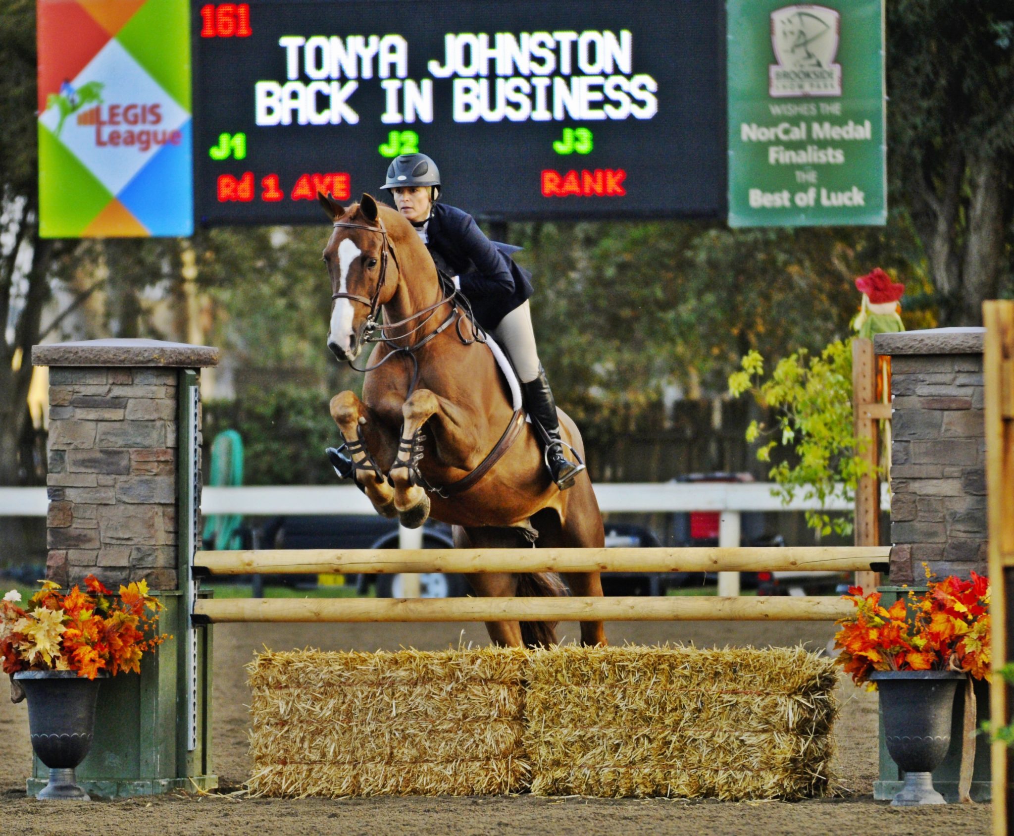 Rider and horse clearing a jump